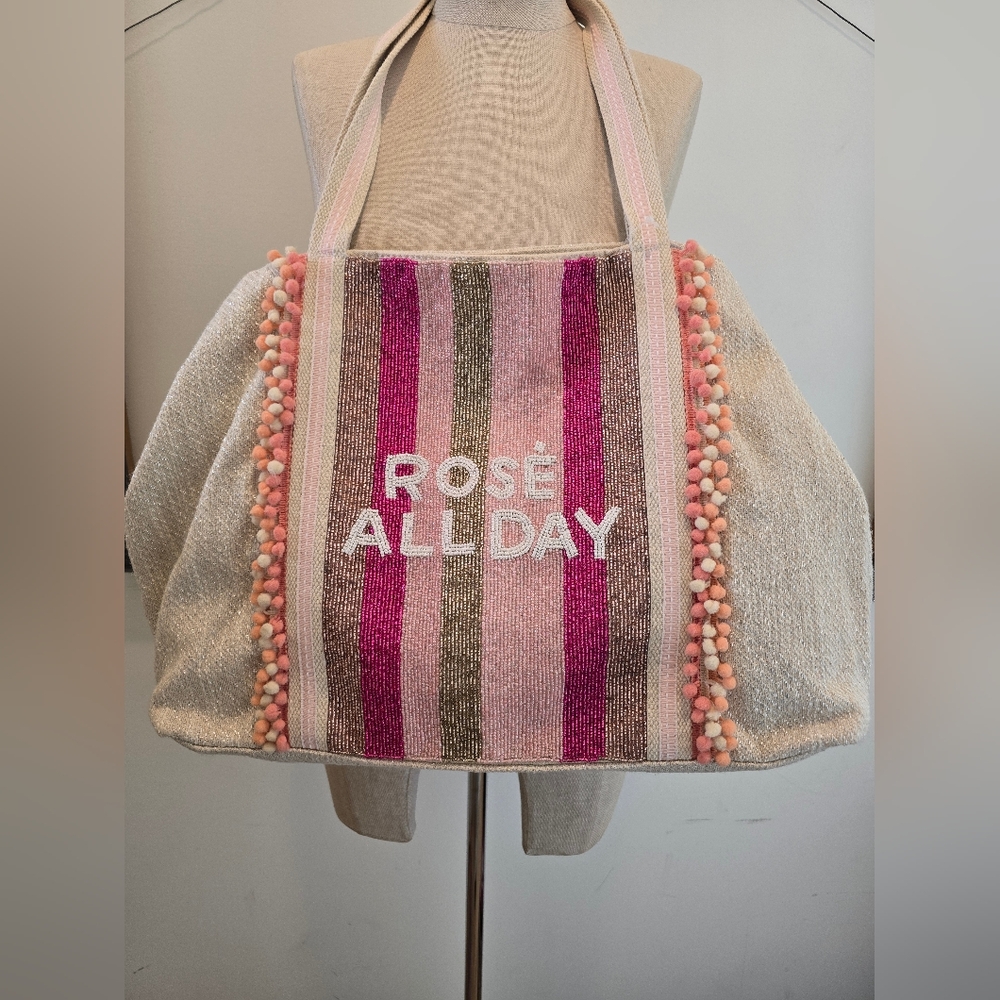 Rosé All Day Pink and Cream Tote Bag